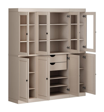 72" Beige Solid Wood 8 Two Drawer Pantry Or Storage Closet HomeRoots