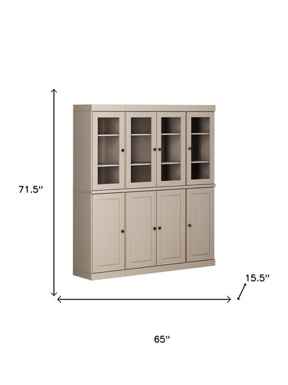 72" Beige Solid Wood 8 Two Drawer Pantry Or Storage Closet HomeRoots