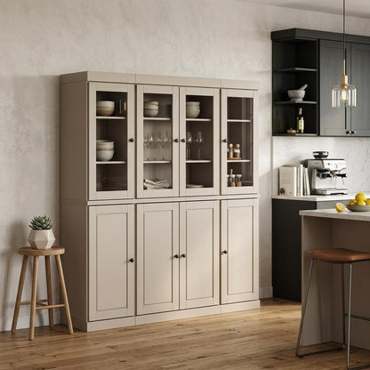 72" Beige Solid Wood 8 Two Drawer Pantry Or Storage Closet HomeRoots