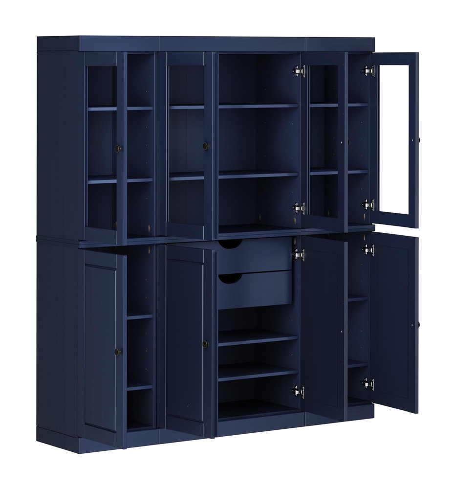 72" Navy Blue Solid Wood 8 Two Drawer Pantry Or Storage Closet — view 2