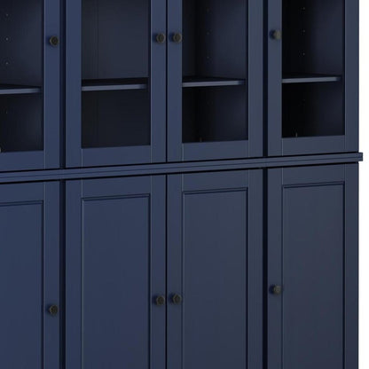 72" Navy Blue Solid Wood 8 Two Drawer Pantry Or Storage Closet