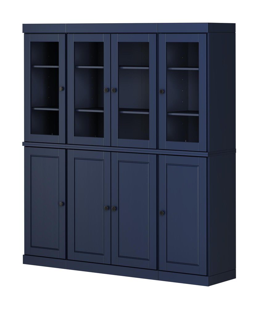 72" Navy Blue Solid Wood 8 Two Drawer Pantry Or Storage Closet HomeRoots