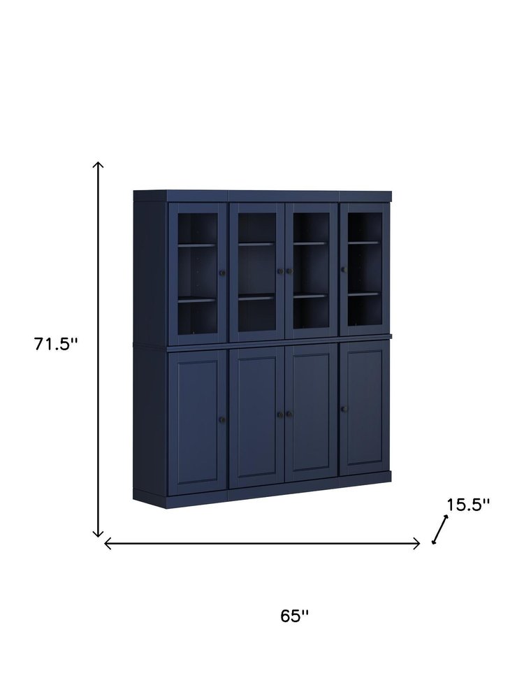 72" Navy Blue Solid Wood 8 Two Drawer Pantry Or Storage Closet HomeRoots