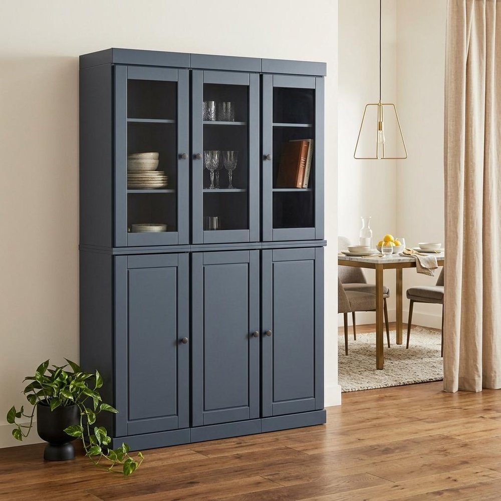 72" French Blue Solid Wood 8 Two Drawer Pantry Or Storage Closet HomeRoots