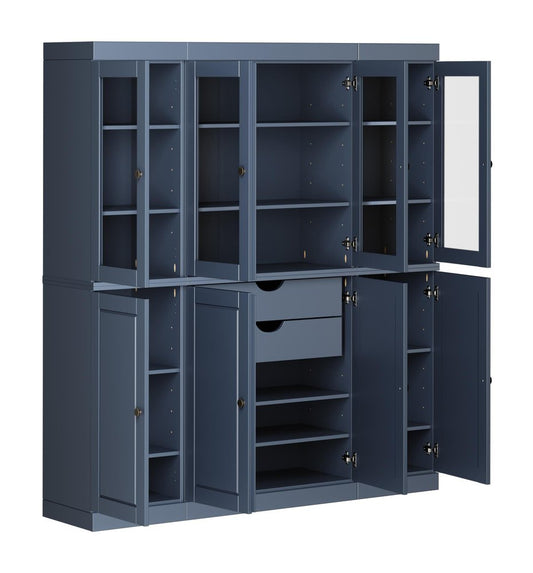 72" French Blue Solid Wood 8 Two Drawer Pantry Or Storage Closet HomeRoots