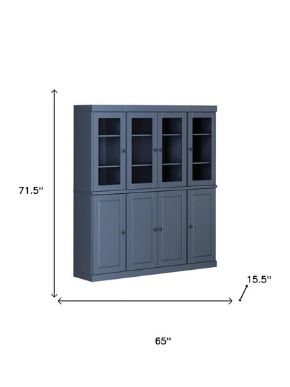 72" French Blue Solid Wood 8 Two Drawer Pantry Or Storage Closet HomeRoots