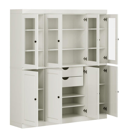 72" Off White Solid Wood 8 Two Drawer Pantry Or Storage Closet HomeRoots