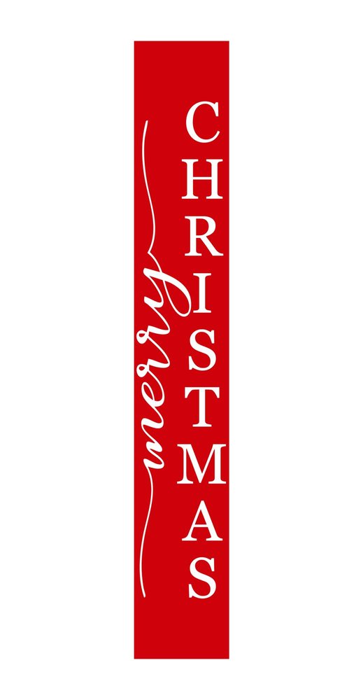 47" Red And White Solid Wood Merry Christmas Christmas Snow Scene Porch Sign HomeRoots