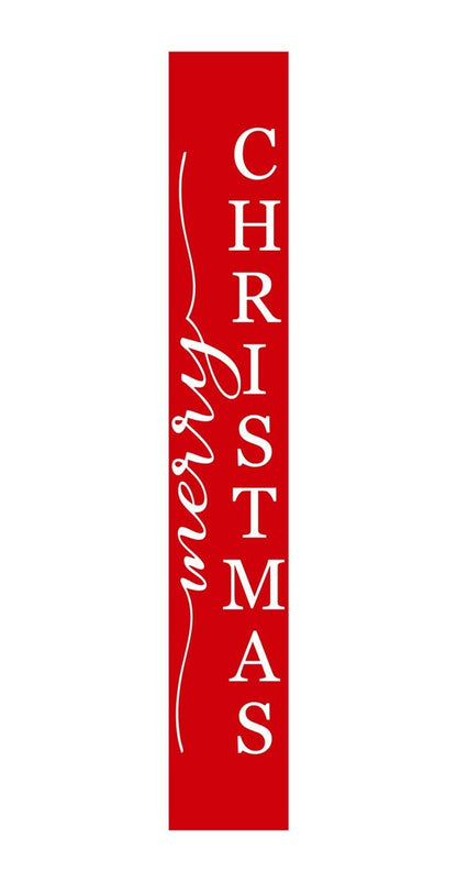 47" Red And White Solid Wood Merry Christmas Christmas Snow Scene Porch Sign HomeRoots