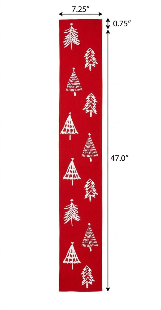 47" Red And White Solid Wood Christmas Christmas Trees Porch Sign — view 5