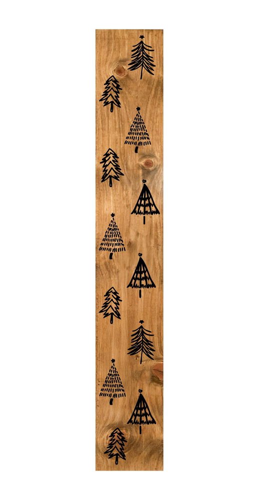 47" Black And Natural Solid Wood Christmas Christmas Trees Porch Sign — view 3