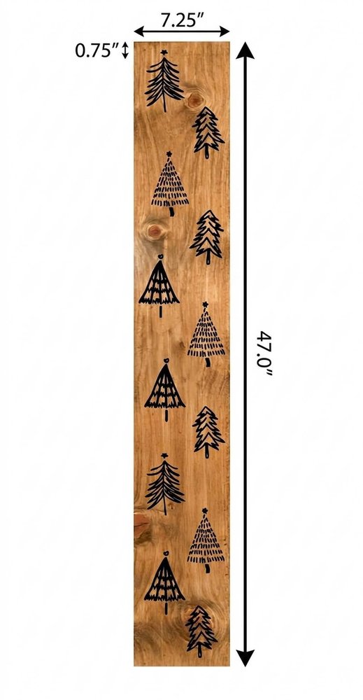 47" Black And Natural Solid Wood Christmas Christmas Trees Porch Sign — view 5
