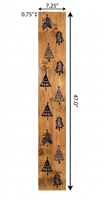 47" Black And Natural Solid Wood Christmas Christmas Trees Porch Sign HomeRoots