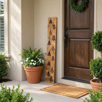 47" Black And Natural Solid Wood Christmas Christmas Trees Porch Sign HomeRoots