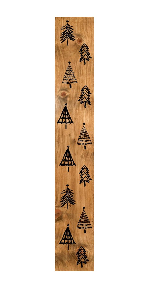 59" Black And Natural Solid Wood Christmas Christmas Trees Porch Sign HomeRoots
