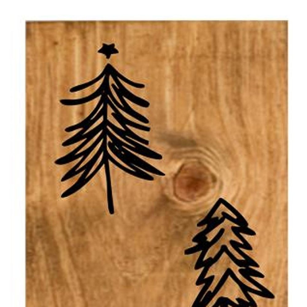 59" Black And Natural Solid Wood Christmas Christmas Trees Porch Sign — view 4