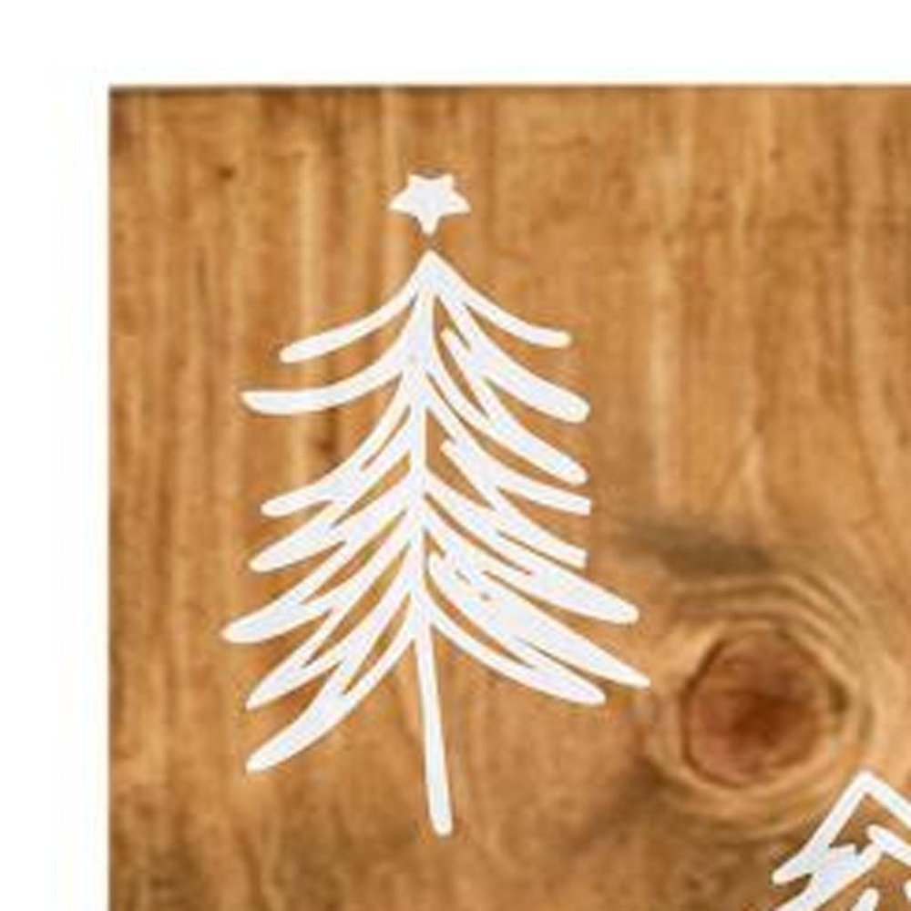 47" Tan And White Solid Wood Christmas Christmas Trees Porch Sign HomeRoots