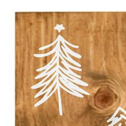 47" Tan And White Solid Wood Christmas Christmas Trees Porch Sign HomeRoots