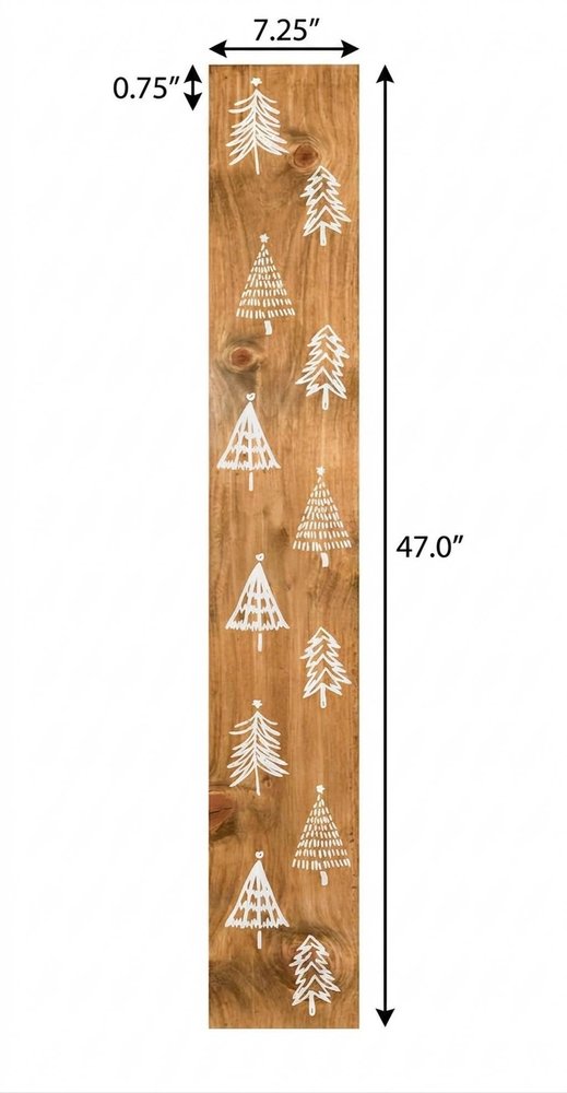 47" Tan And White Solid Wood Christmas Christmas Trees Porch Sign HomeRoots