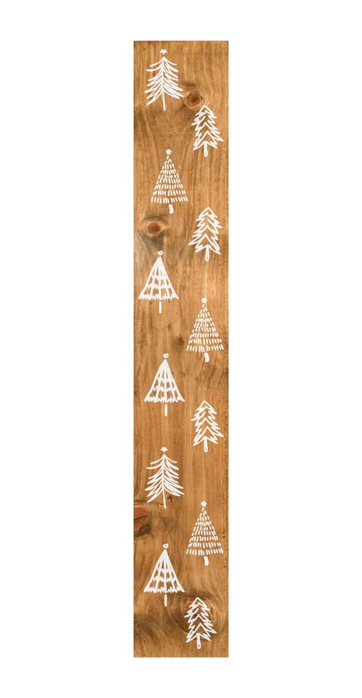59" Natural And White Solid Wood Christmas Christmas Trees Porch Sign — view 2