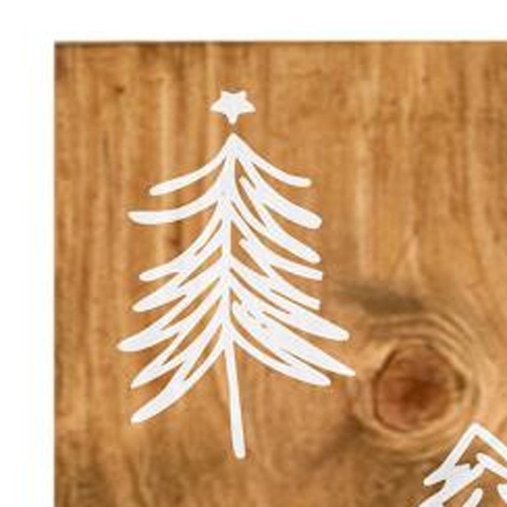 59" Natural And White Solid Wood Christmas Christmas Trees Porch Sign HomeRoots