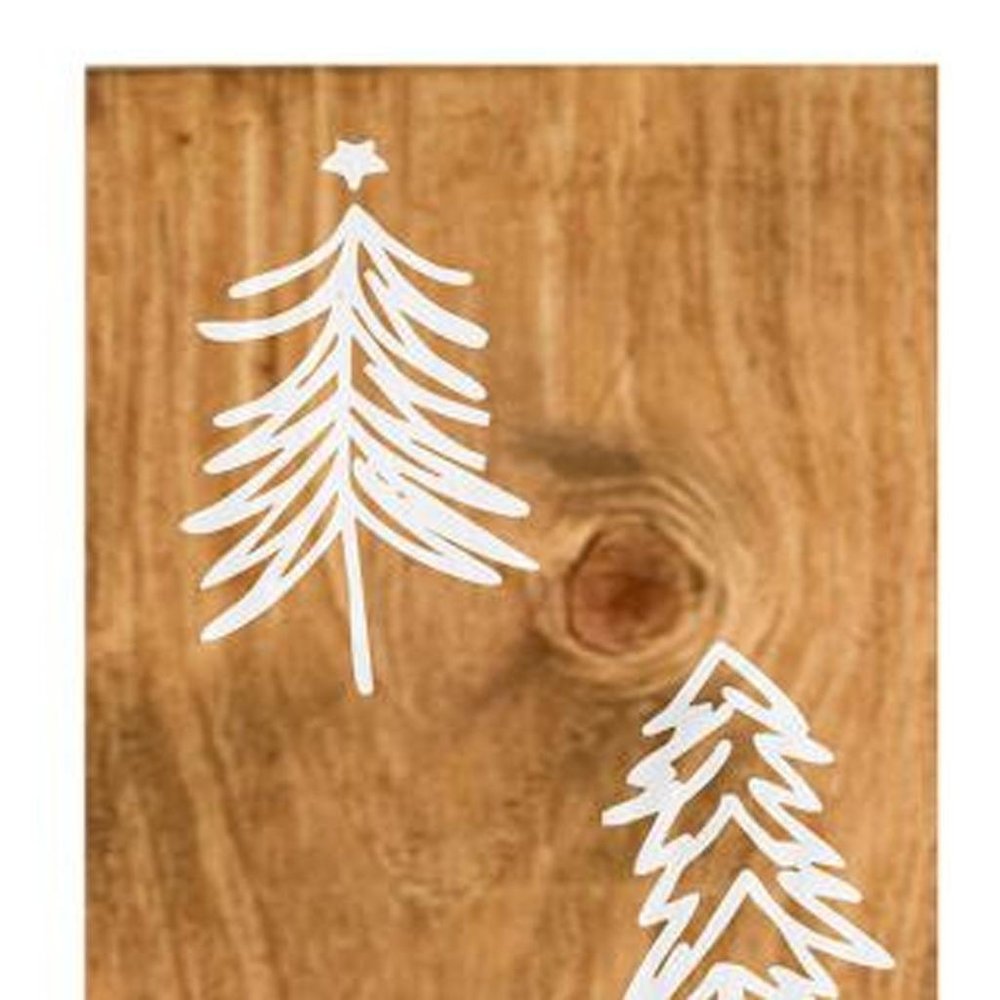 59" Natural And White Solid Wood Christmas Christmas Trees Porch Sign HomeRoots
