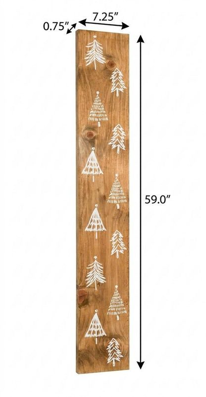59" Natural And White Solid Wood Christmas Christmas Trees Porch Sign HomeRoots