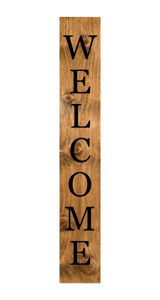 47" Black And Natural Solid Wood Welcome Porch Sign — view 2