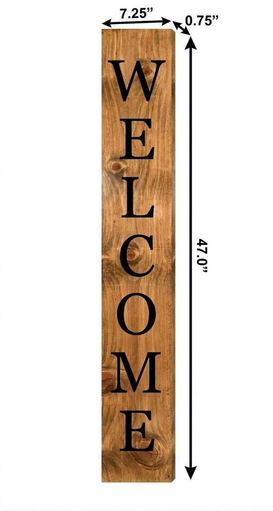 47" Black And Natural Solid Wood Welcome Porch Sign HomeRoots