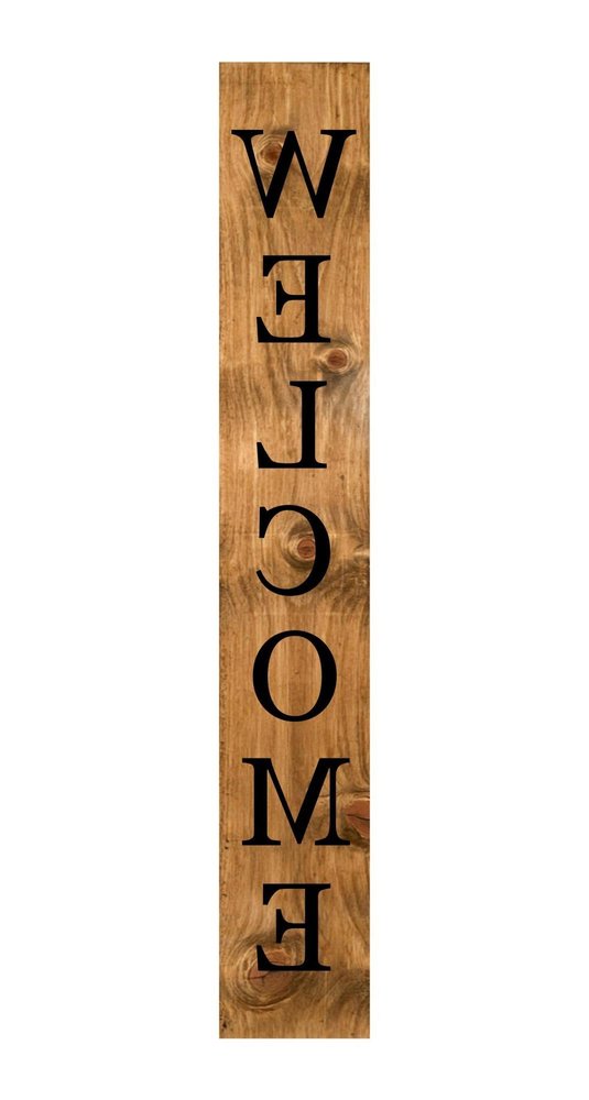 47" Black And Natural Solid Wood Welcome Porch Sign — view 5