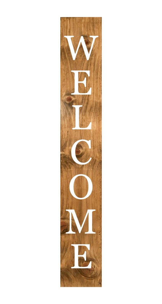 47" Natural And White Solid Wood Welcome Porch Sign — view 1