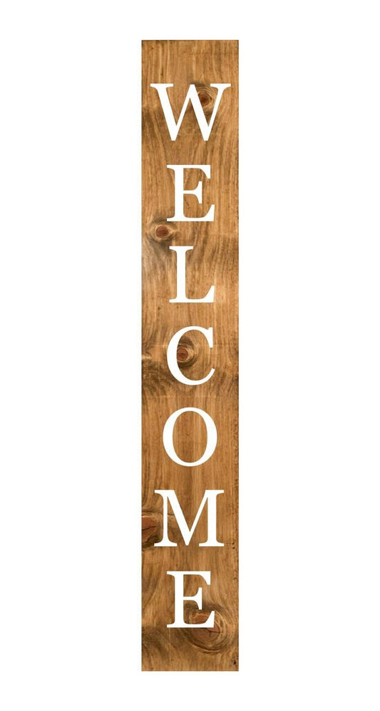 47" Natural And White Solid Wood Welcome Porch Sign