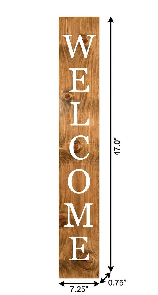 47" Natural And White Solid Wood Welcome Porch Sign — view 4