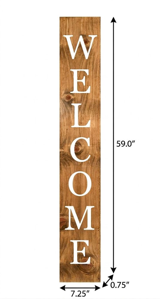 59" Natural And White Solid Wood Welcome Porch Sign — view 5