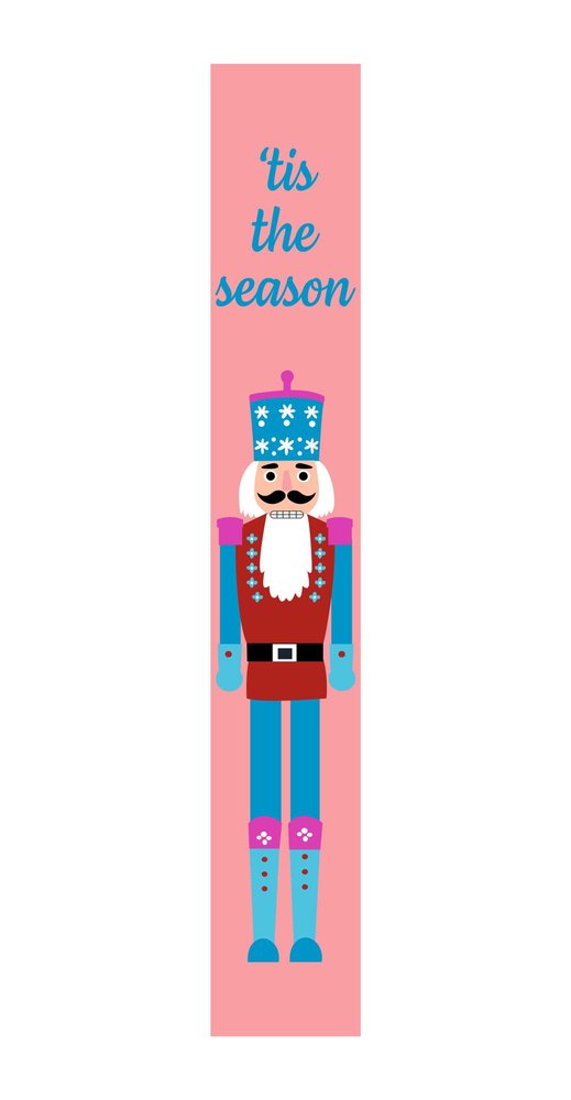 47" Blue And Pink Solid Wood Tis The Season Christmas Nutcracker Porch Sign HomeRoots