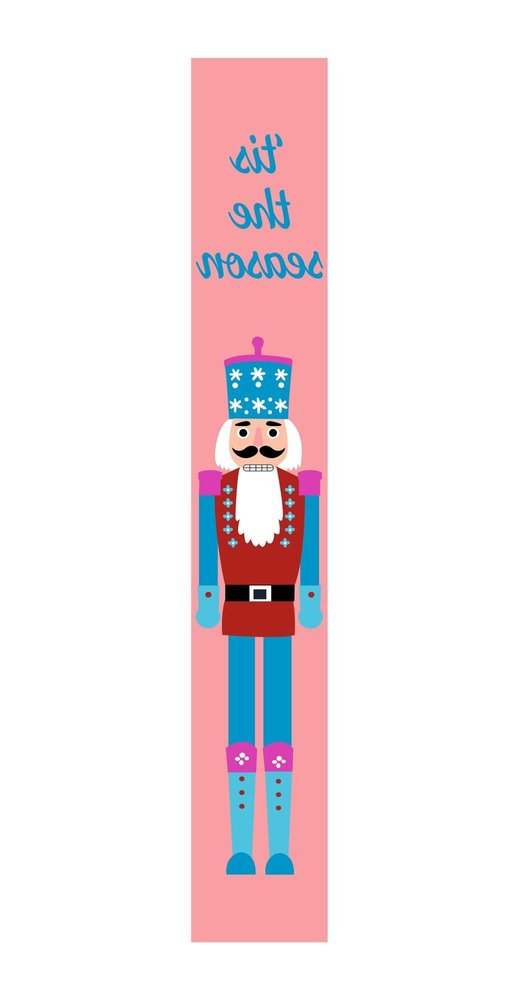 47" Blue And Pink Solid Wood Tis The Season Christmas Nutcracker Porch Sign HomeRoots
