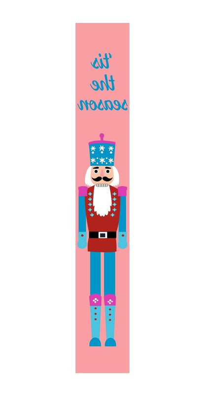 47" Blue And Pink Solid Wood Tis The Season Christmas Nutcracker Porch Sign HomeRoots