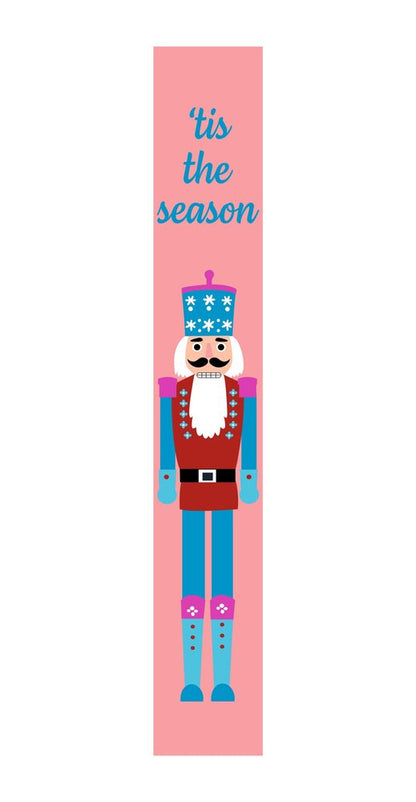 47" Blue And Pink Solid Wood Tis The Season Christmas Nutcracker Porch Sign HomeRoots