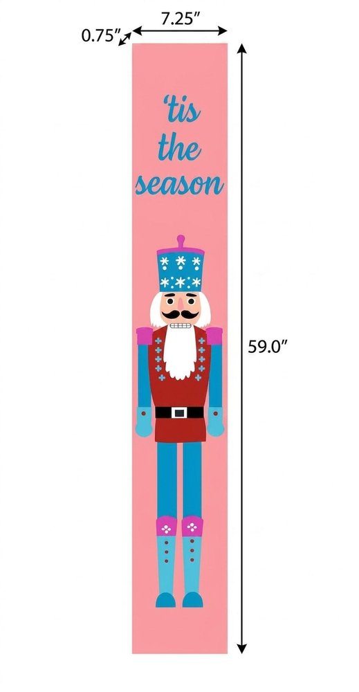 47" Blue And Pink Solid Wood Tis The Season Christmas Nutcracker Porch Sign HomeRoots