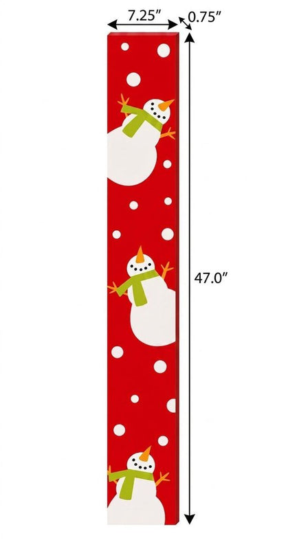 47" Red And White Solid Wood Snowman Porch Sign HomeRoots