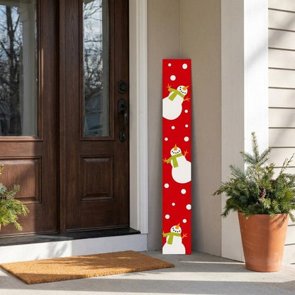 47" Red And White Solid Wood Snowman Porch Sign HomeRoots