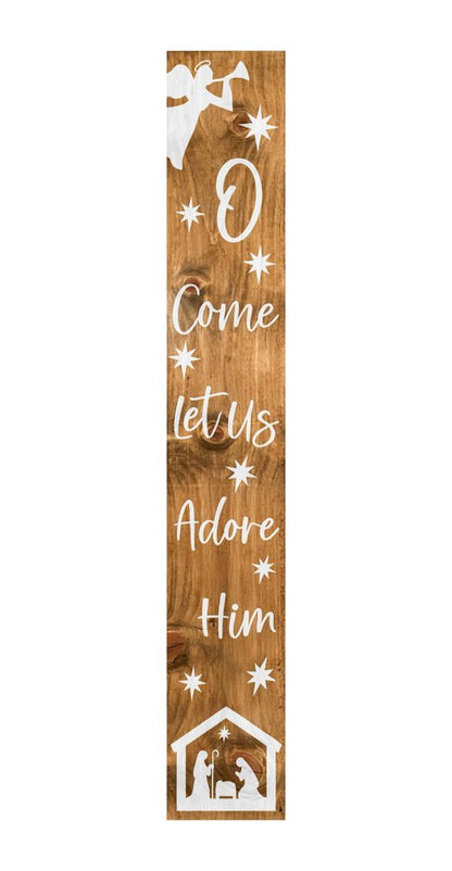 59" Natural And White Solid Wood Christmas Nativity Porch Sign HomeRoots