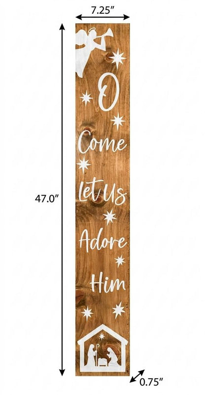 59" Natural And White Solid Wood Christmas Nativity Porch Sign HomeRoots