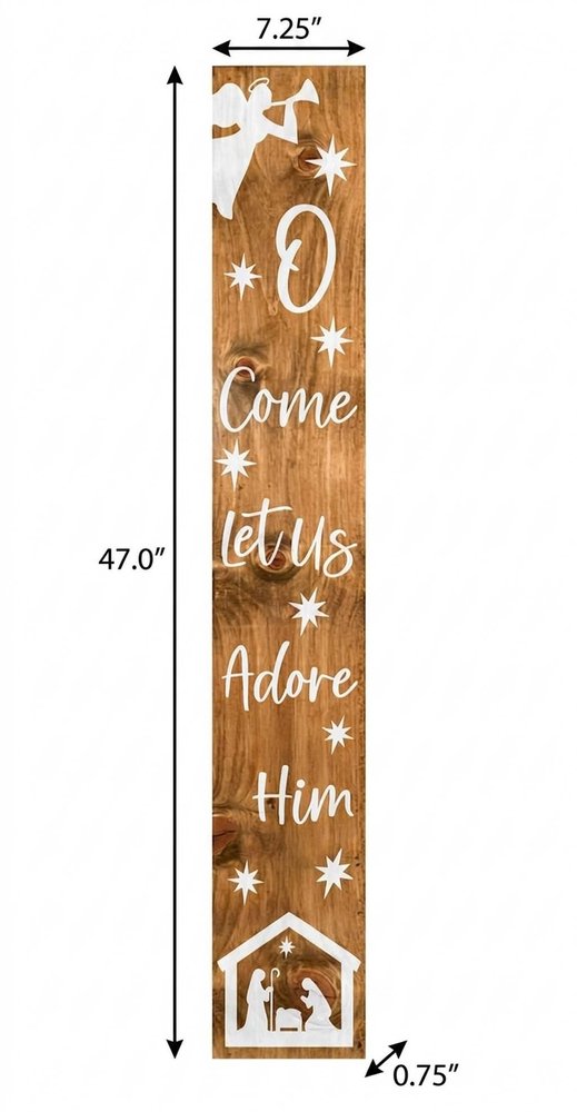 59" Natural And White Solid Wood Christmas Nativity Porch Sign — view 2