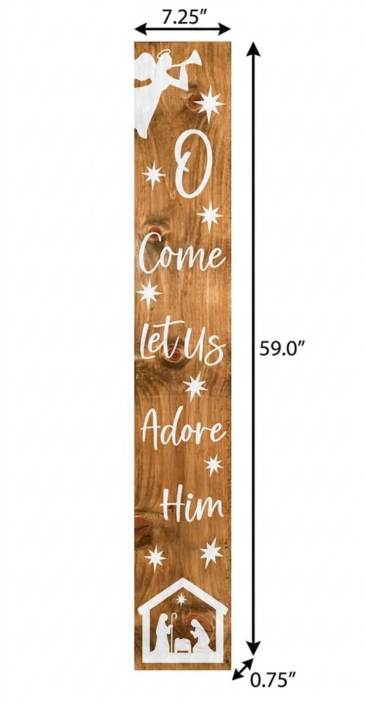 59" Natural And White Solid Wood Christmas Nativity Porch Sign — view 9