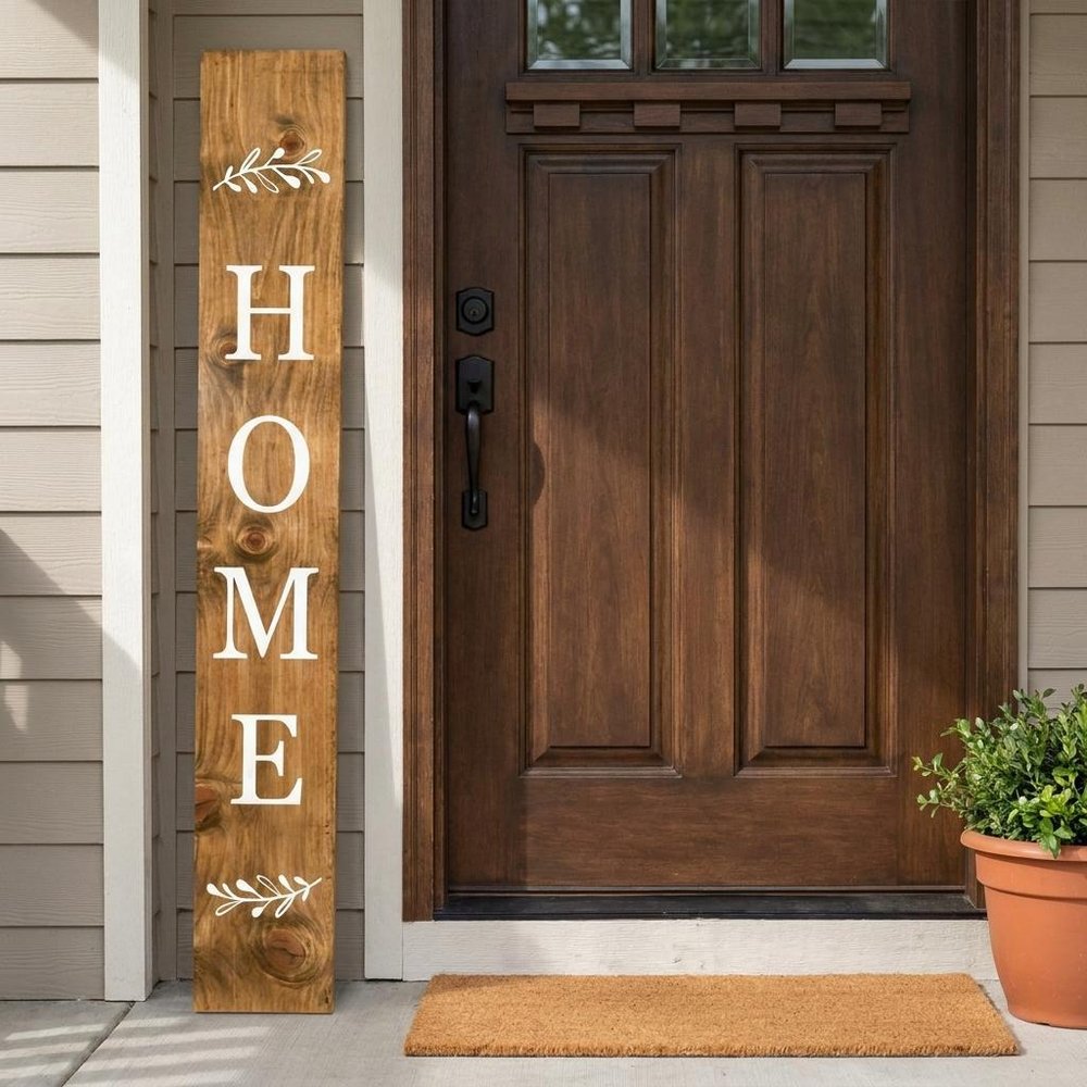 47" Natural And White Solid Wood Home Porch Sign — view 11