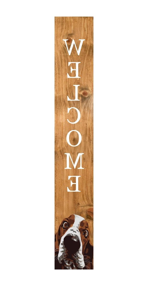 47" Natural And White Solid Wood Basset Hound Welcome Porch Sign — view 11