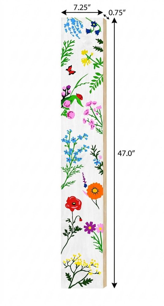 47" White Blue And Green Solid Wood Floral Bouquet Porch Sign — view 7