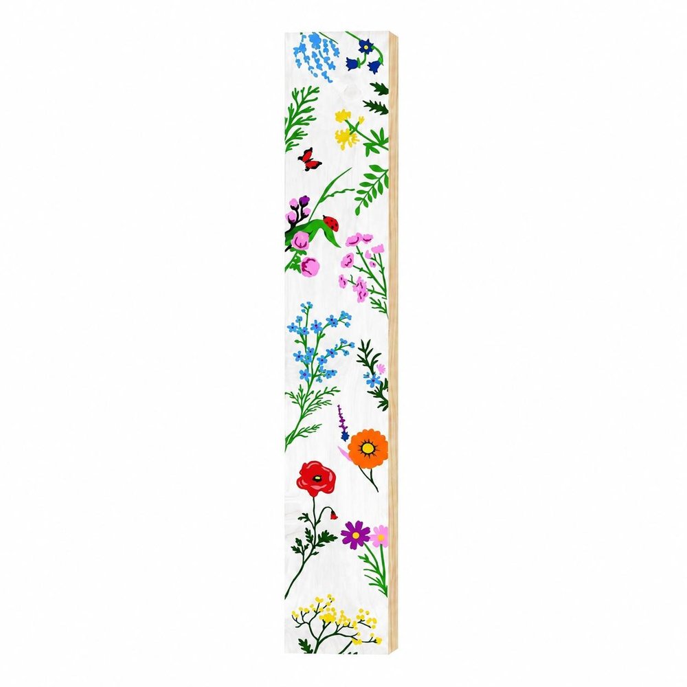 47" White Blue And Green Solid Wood Floral Bouquet Porch Sign HomeRoots