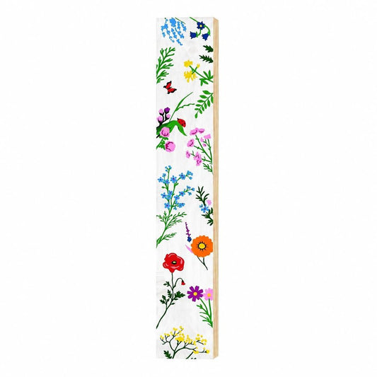 47" White Blue And Green Solid Wood Floral Bouquet Porch Sign